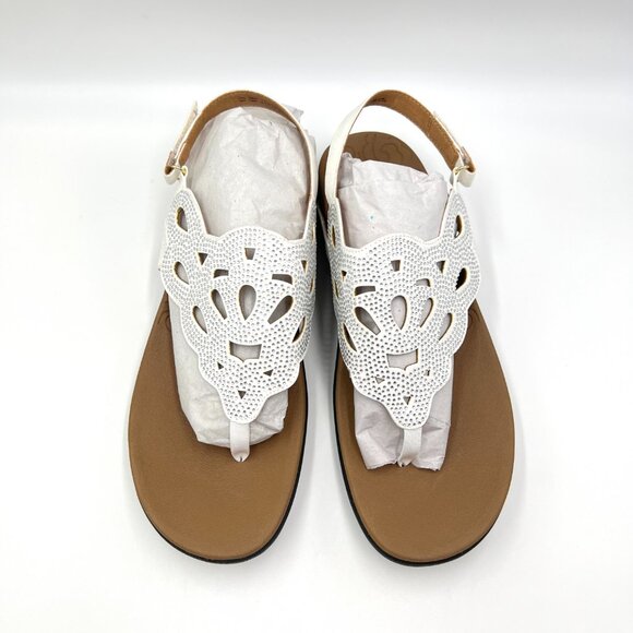 10W‎ 10 WIDE WIDTH Rockport Ridge Sling White Jeweled Sandals Shoes - Picture 3 of 13
